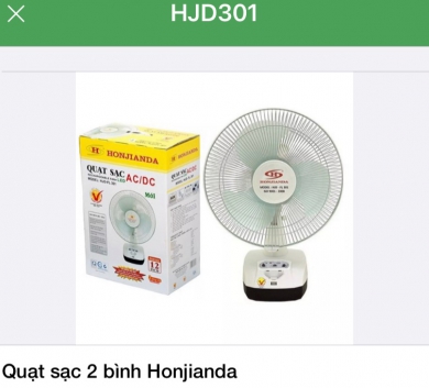 Quạt sạc 2 bình Honjianda