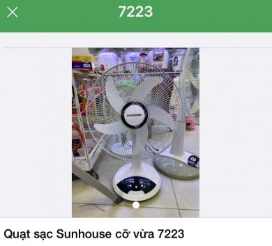 Quạt sạc Sunhouse cỡ vừa 7223