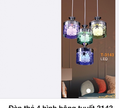 Đèn thả 4 hình bông tuyết 3143